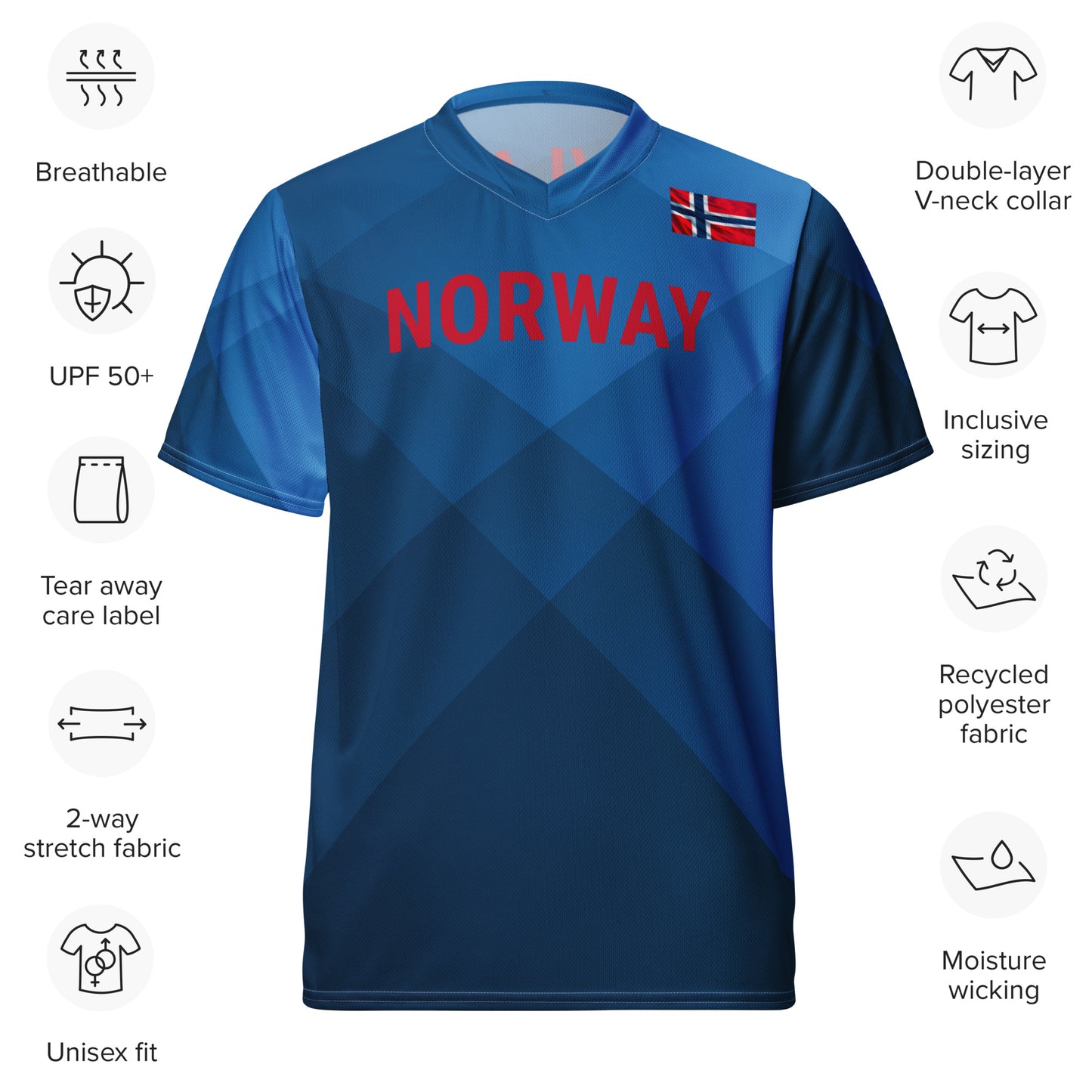 Unisex Golf Jersey – Viktor Hovland #19 – Flag of Norway (Back Number Only)