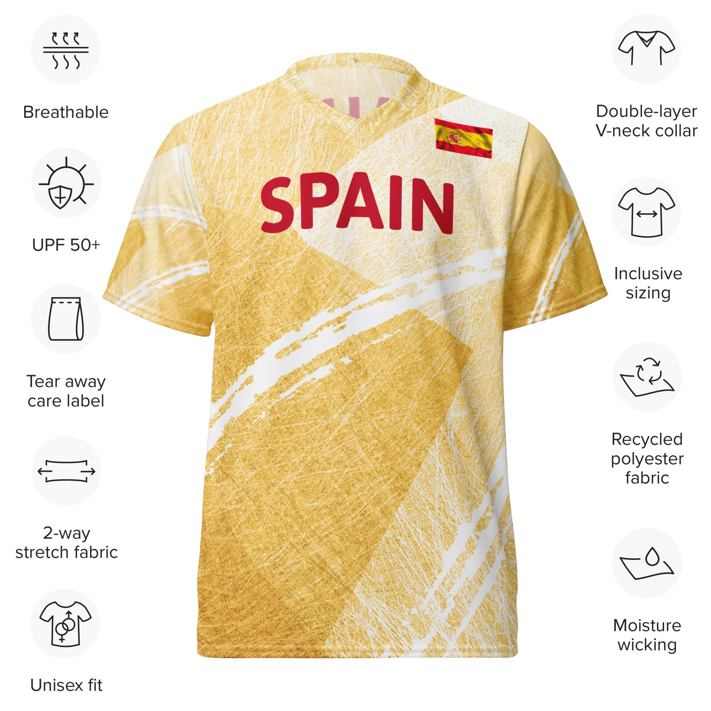 Unisex Golf Jersey – Jon Rahm #16 – Flag of Spain (Back Number Only)