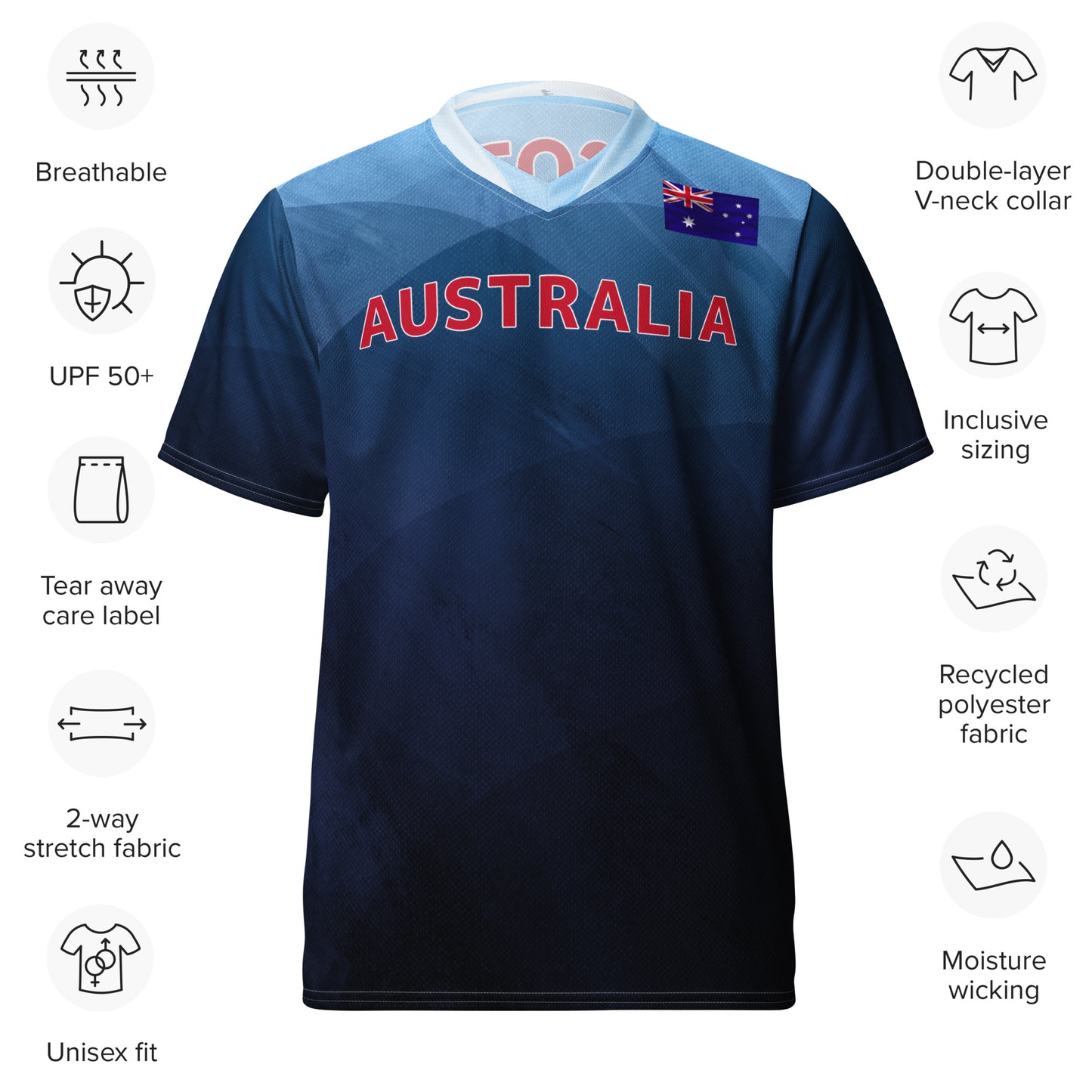 Unisex Golf Jersey – Adam Scott #0 – Flag of Australia (Back Number Only) – White Outline