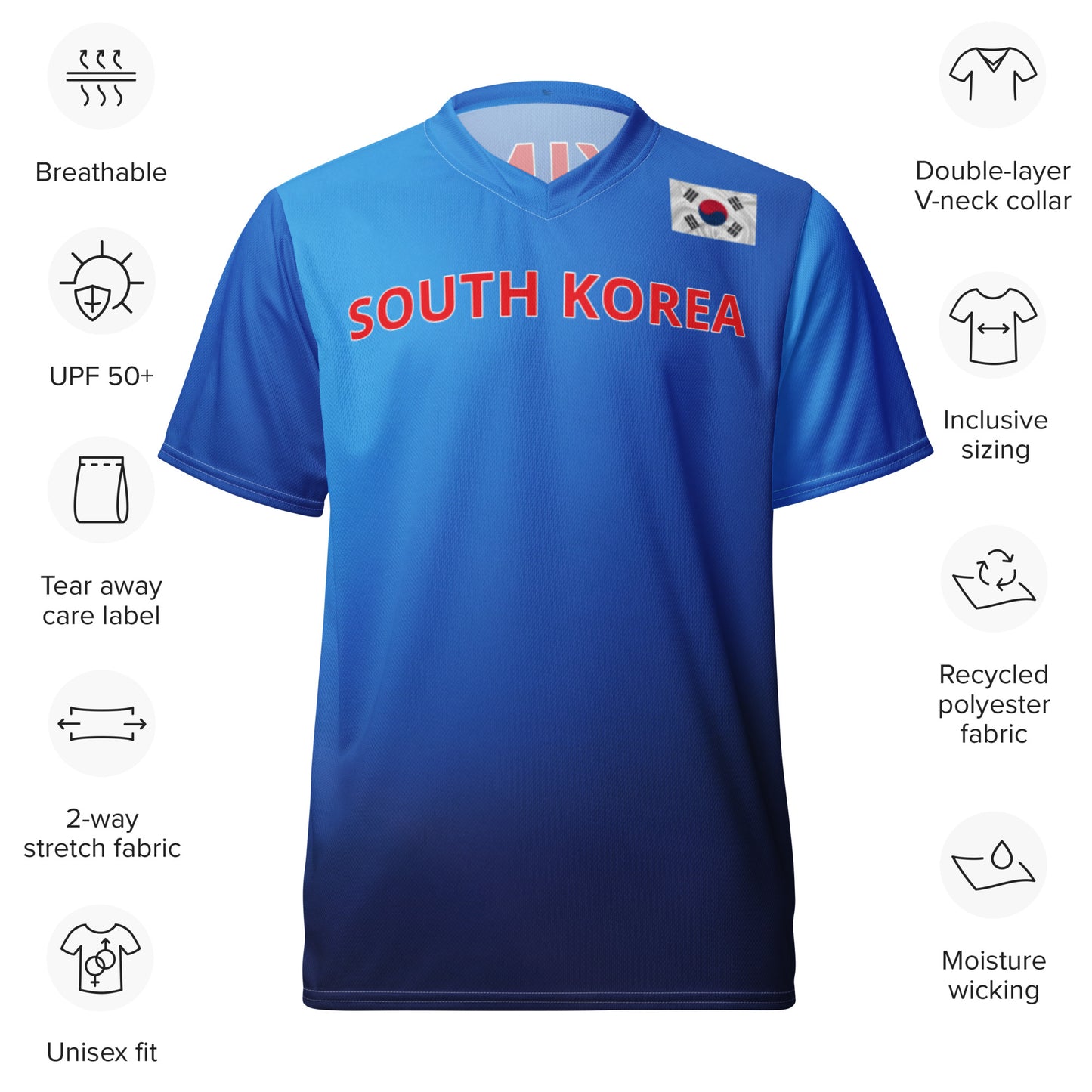 Unisex Golf Jersey – Si Woo Kim #12 – Flag of South Korea (Back Number Only) – White Outline