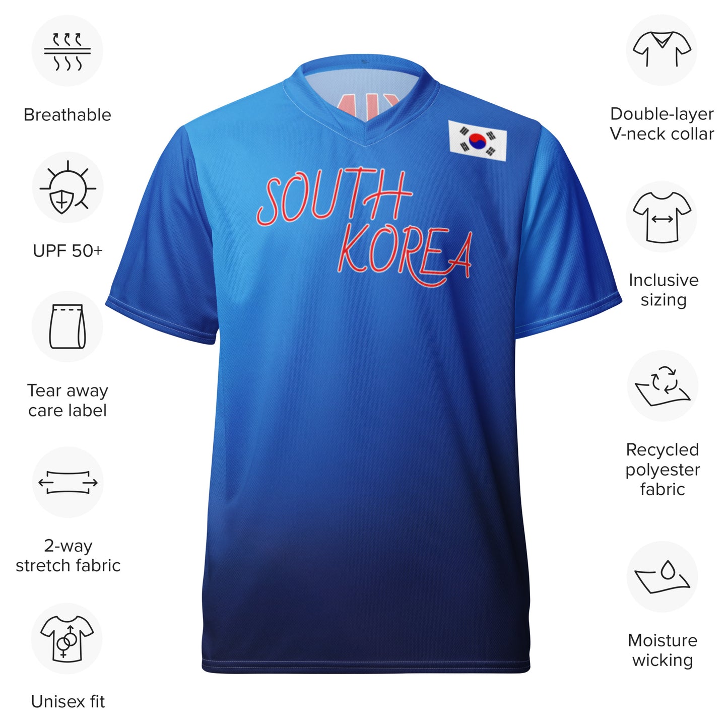 Unisex Golf Jersey – Si Woo Kim #12 – Flag of South Korea (Back Number Only) – White Outline