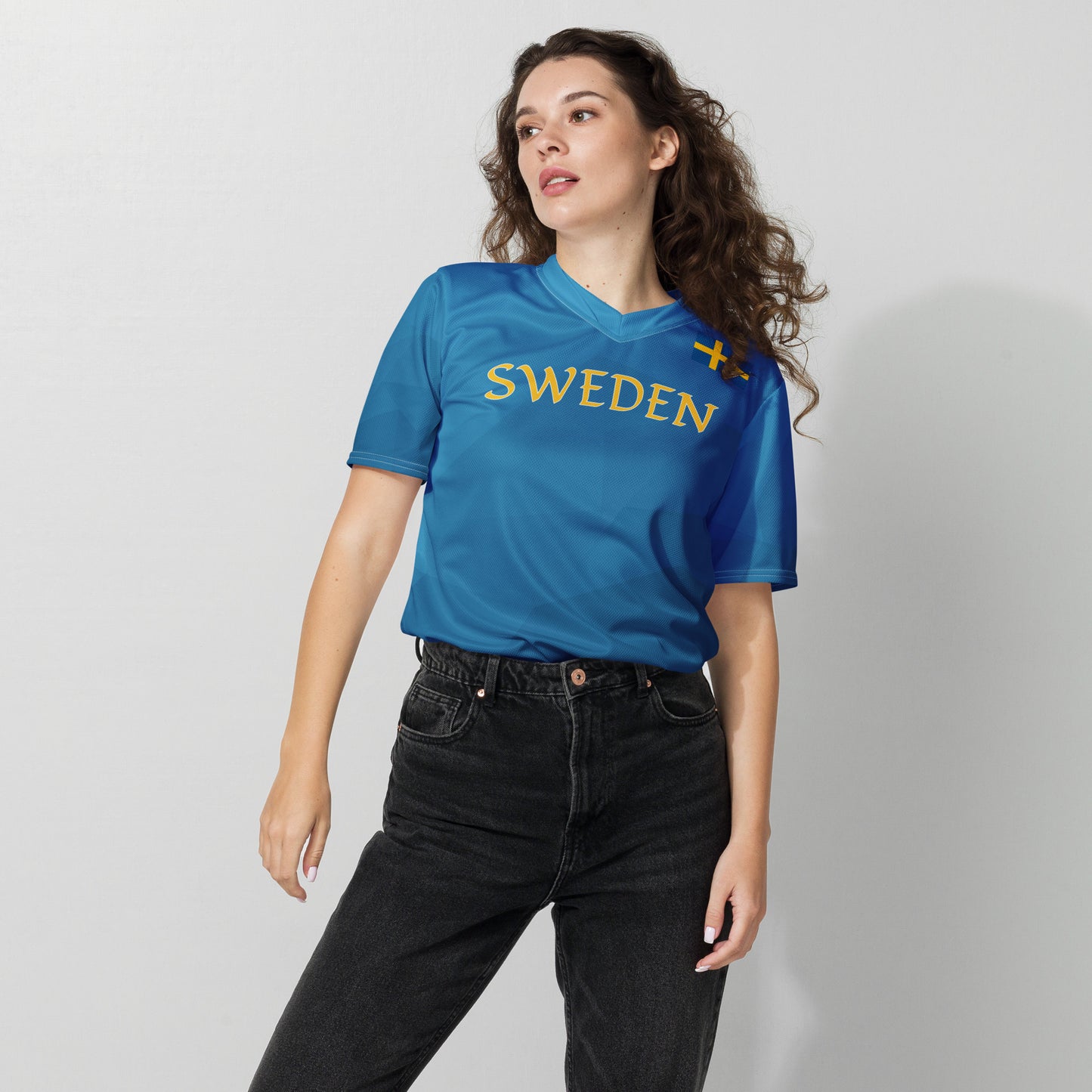 Unisex Golf Jersey – Ludvig Aberg #23 – Flag of Sweden