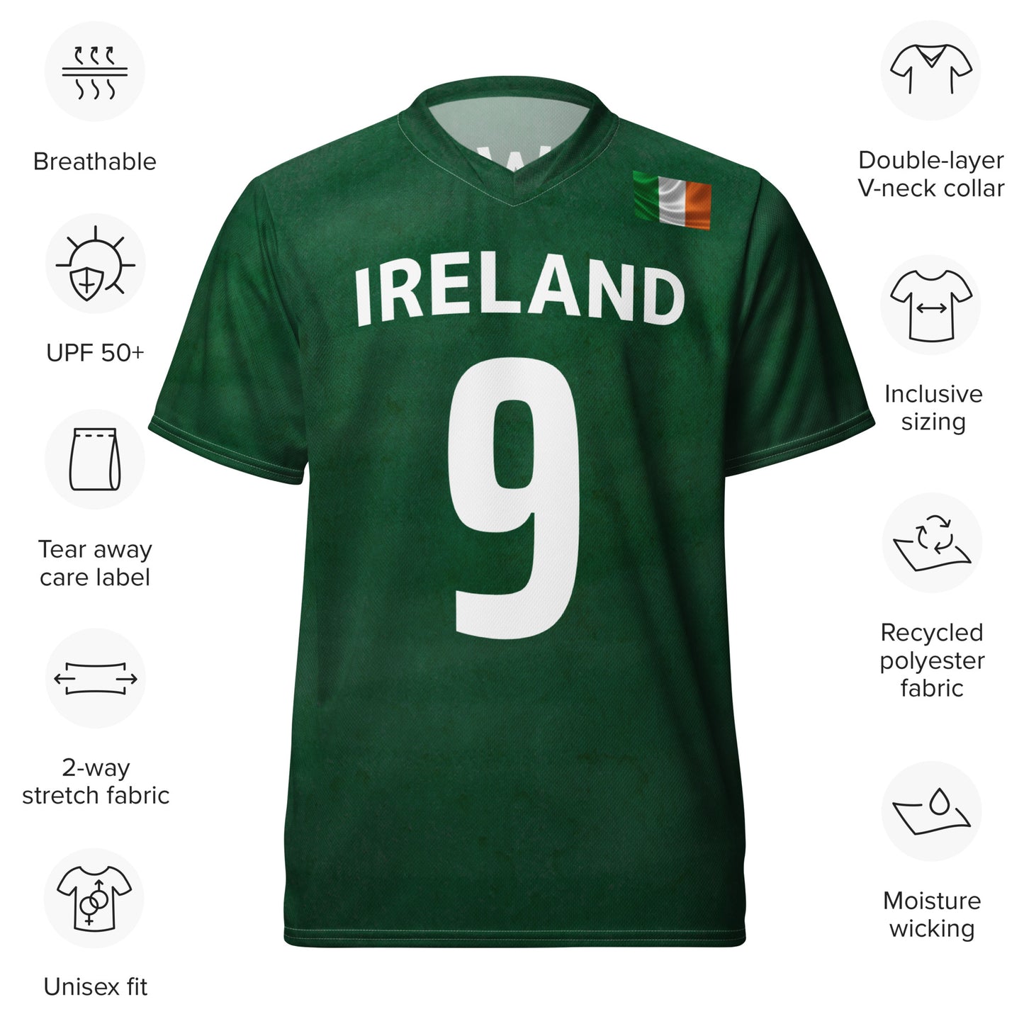 Unisex Golf Jersey – Shane Lowry #9  - Flag of Ireland