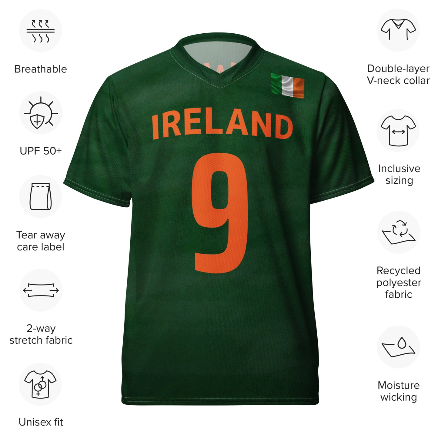 Unisex Golf Jersey – Shane Lowry #9 - Flag of Ireland