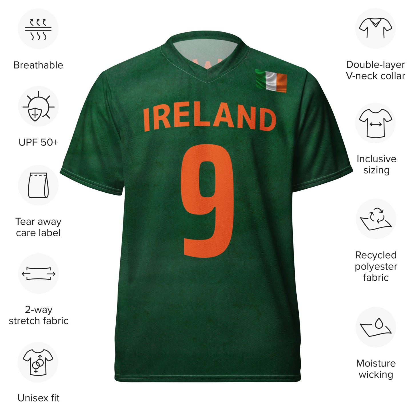 Unisex Golf Jersey – Shane Lowry #9 - Flag of Ireland